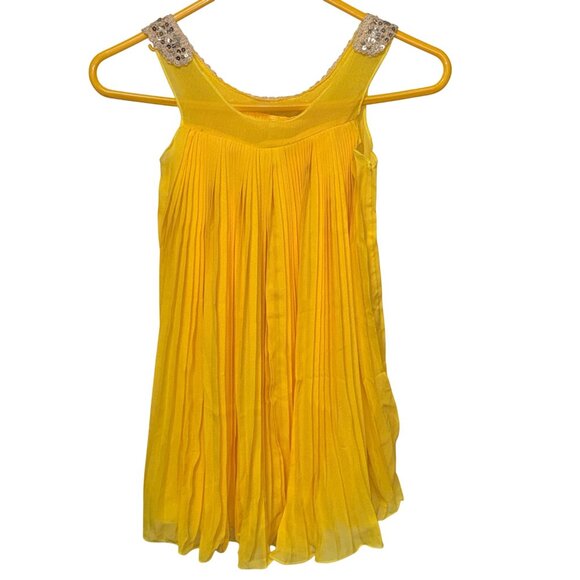 Yellow Sequin Embellished Tank Dress Girls Size 6 Peter Pan Collar - Picture 2 of 6
